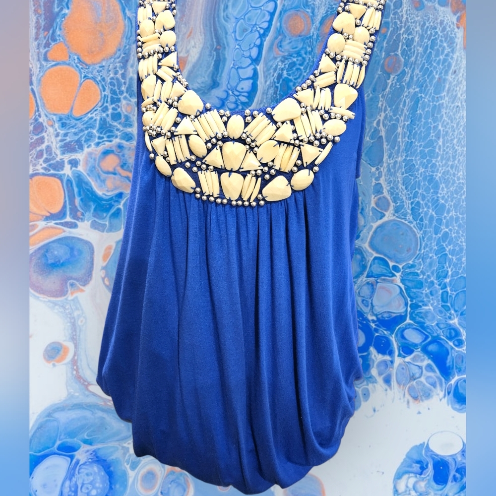 Alfani Woman Royal Blue Balloon Sleeveless Top Size 0X